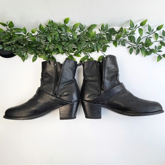 rag & bone 'Harper' Moto Boot stocked heel adjustable straps Black Size 9 - Picture 8 of 12